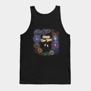 Happy New Year Fireworks and Champagne Flutes Tank Top